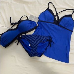 Athleta Colorblock Swim Set - Tops M, Bottom XS